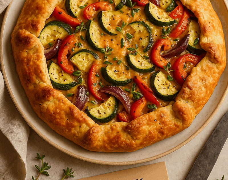 CHEDDAR AND HERB SAVOURY GALETTE WITH ROASTED VEGGIES